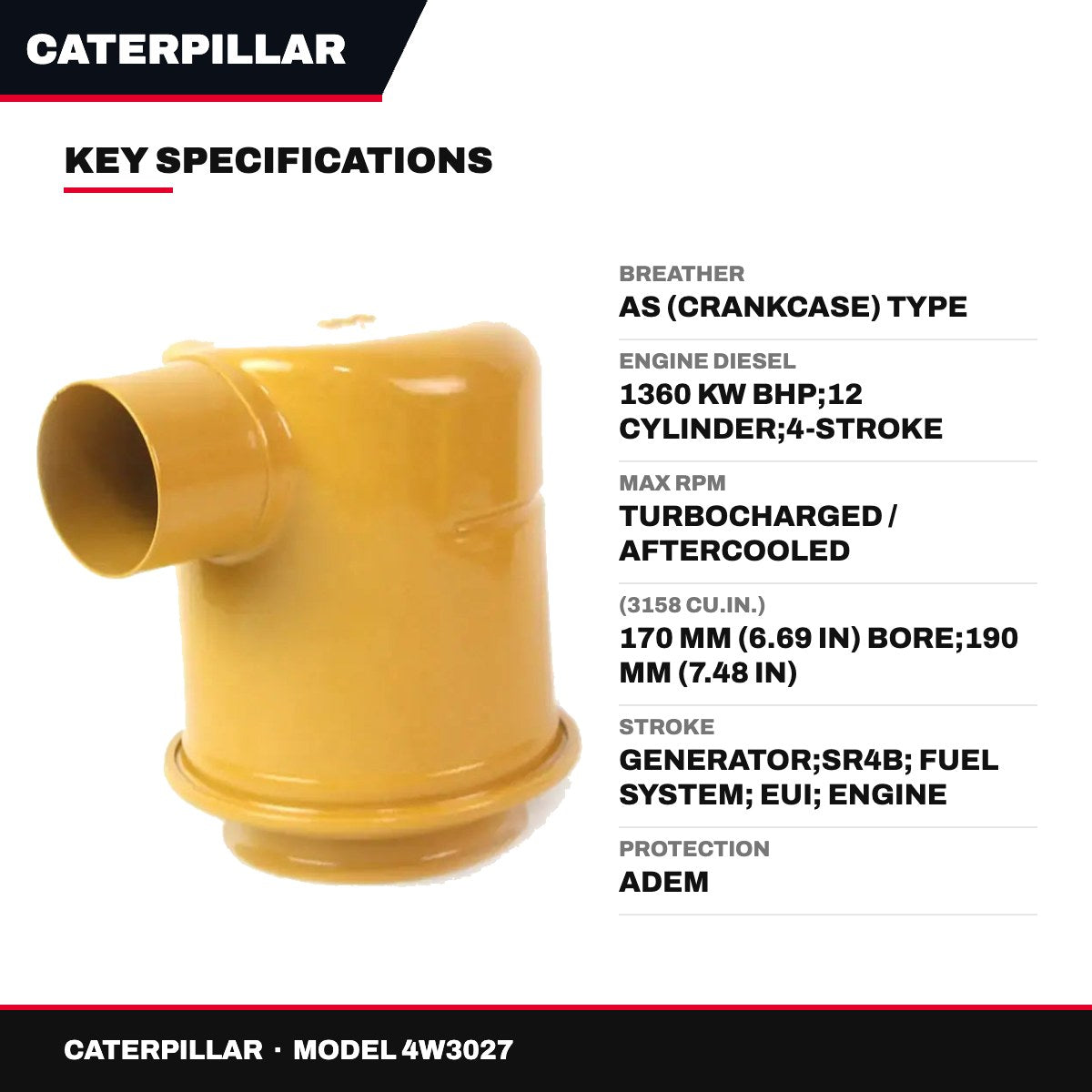 Caterpillar 4W3027 – Breather – As (Crankcase) Type