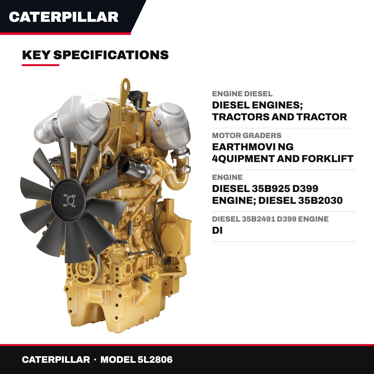 Caterpillar 5L2806 – Engine Diesel – Diesel Engines, Tractors And Tractor Attachments