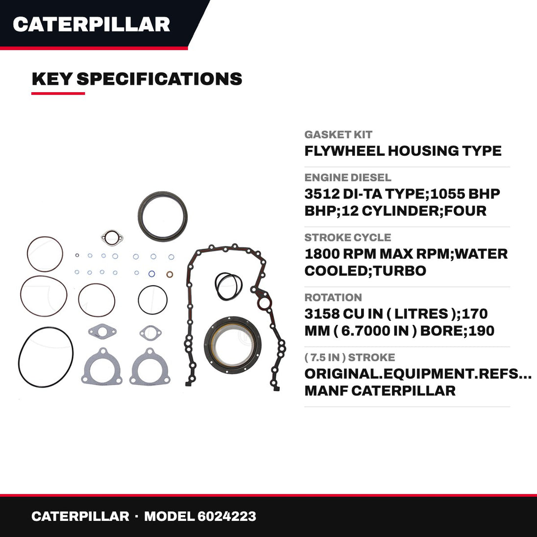 Caterpillar 6024223 – Gasket Kit – Flywheel Housing Type