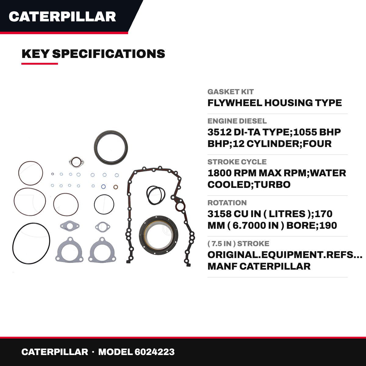 Caterpillar 6024223 – Gasket Kit – Flywheel Housing Type
