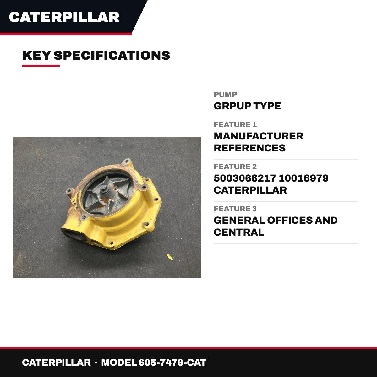 Caterpillar 605-7479-CAT – Pump – Grpup Type