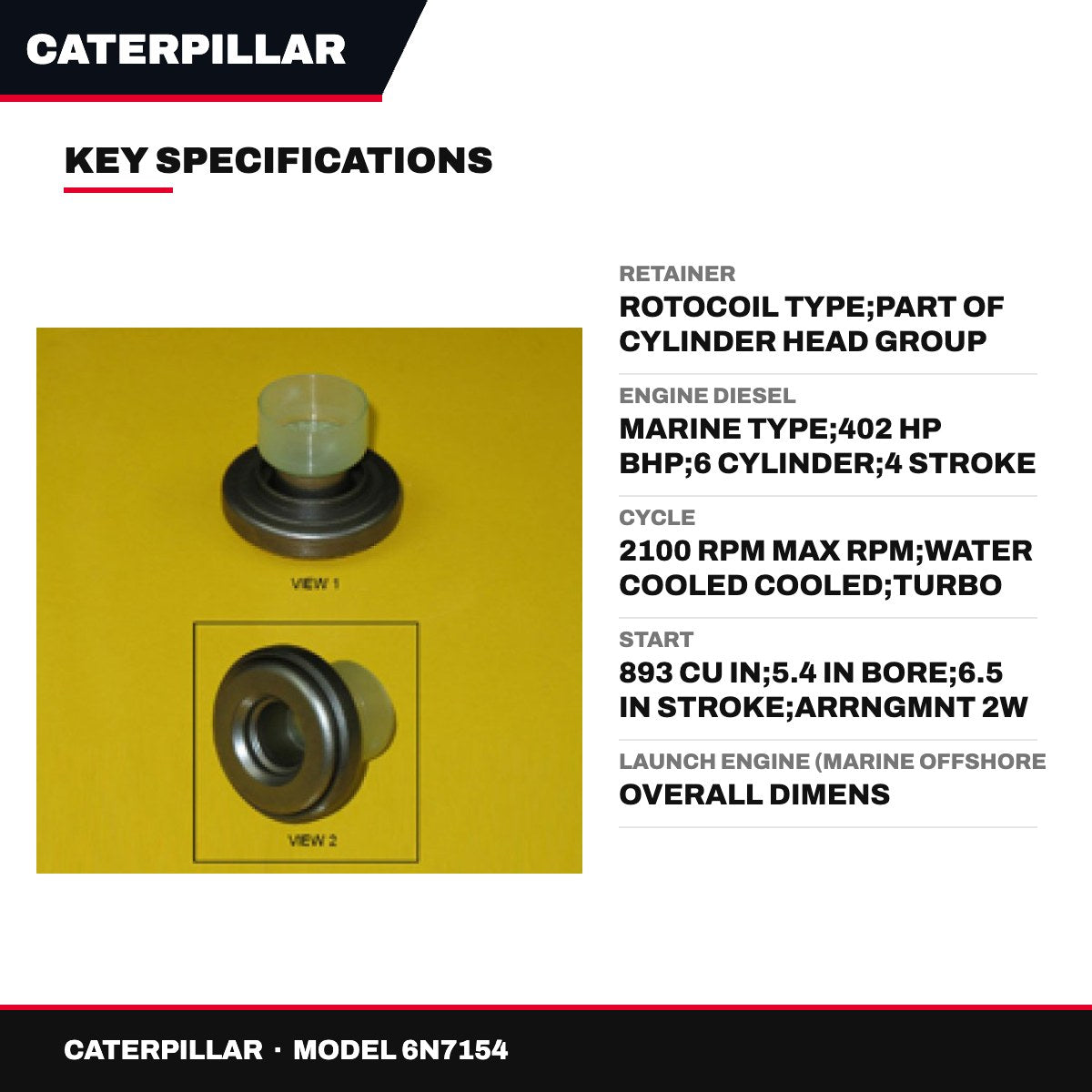 Caterpillar 6N7154 – Retainer – Rotocoil Type, Part Of Cylinder Head Group