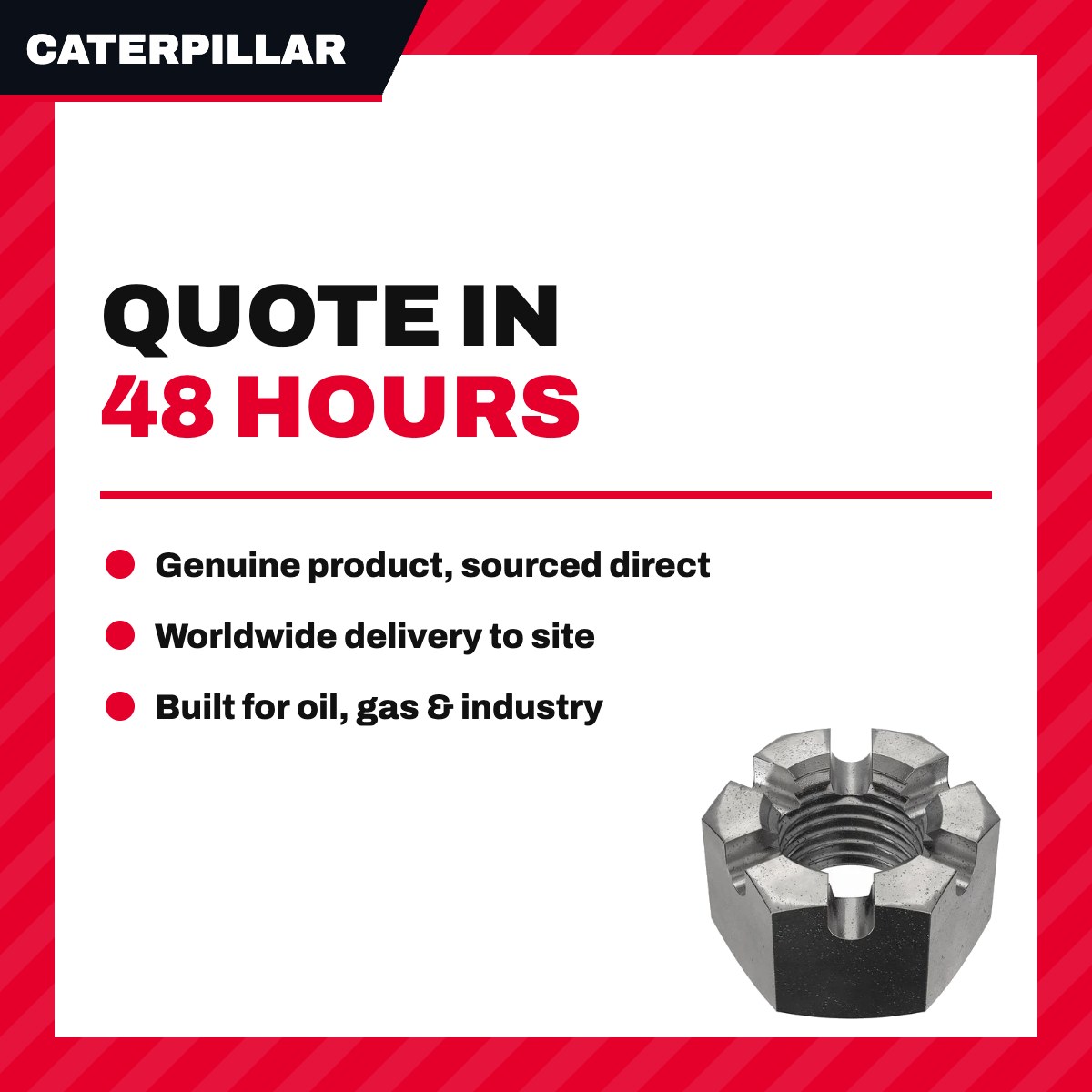Caterpillar 8C0503 – Nut – Hex Slotted Type, Stainless Steel