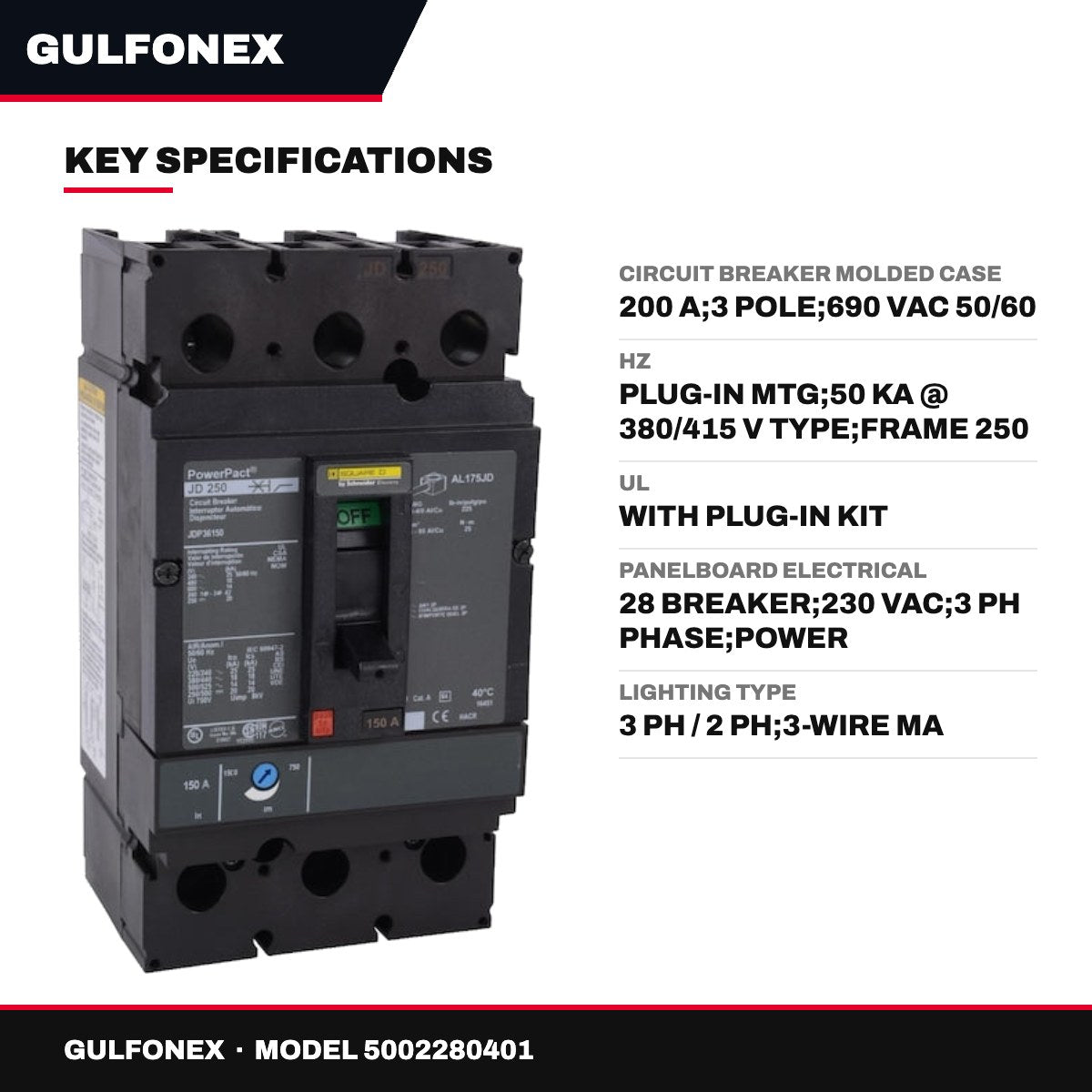 Circuit Breaker Molded Case – 200 A, 3 Pole