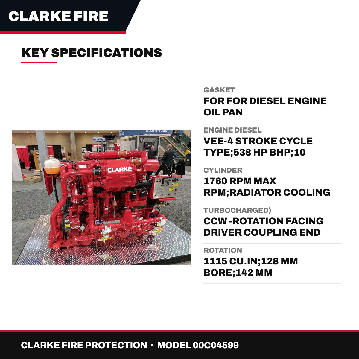 Clarke Fire Protection 00C04599 – Gasket – For For Diesel Engine Oil Pan