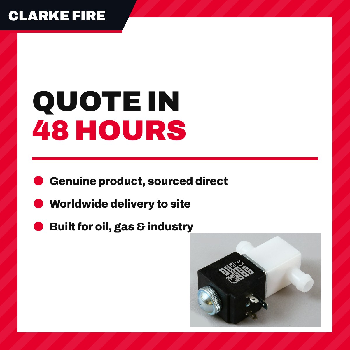 Clarke Fire Protection 24V 0C051852 – Valve Solenoid – 1 In Pipe, 24 Vdc