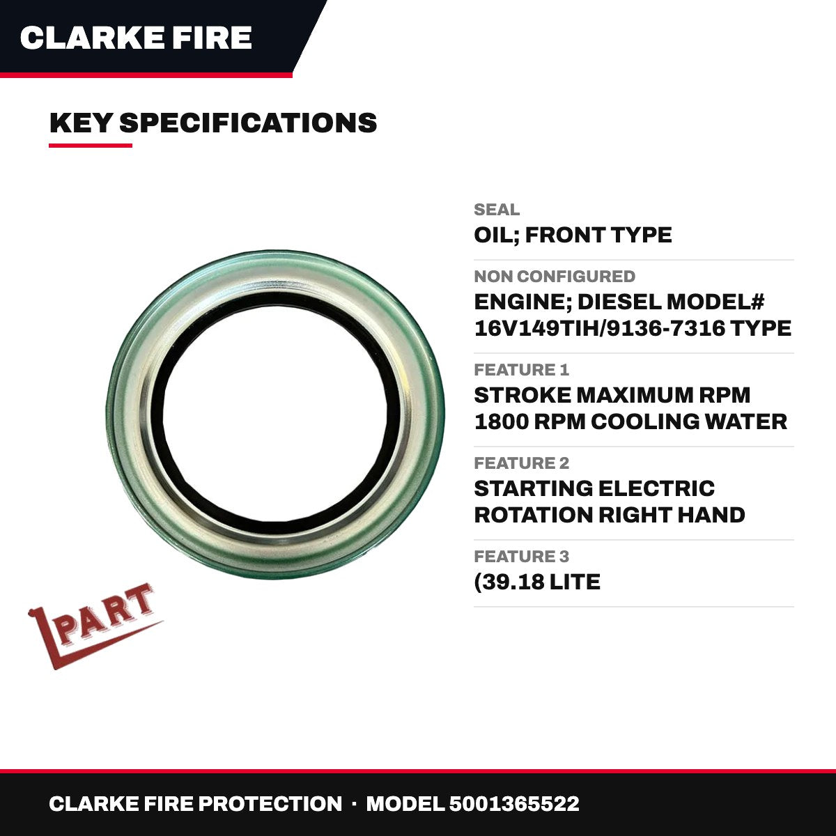 Clarke Fire Protection – Seal, Oil, Front