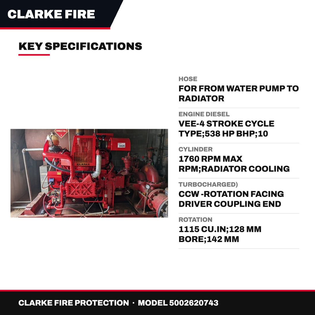 Clarke Fire Protection – Hose, For From Water Pump To Radiator