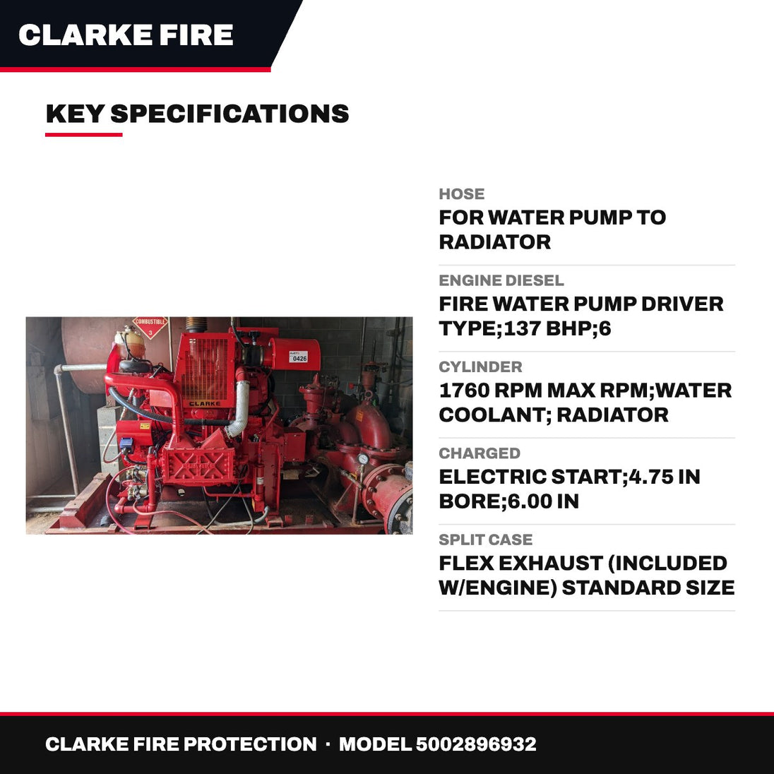 Clarke Fire Protection – Hose, For Water Pump To Radiator