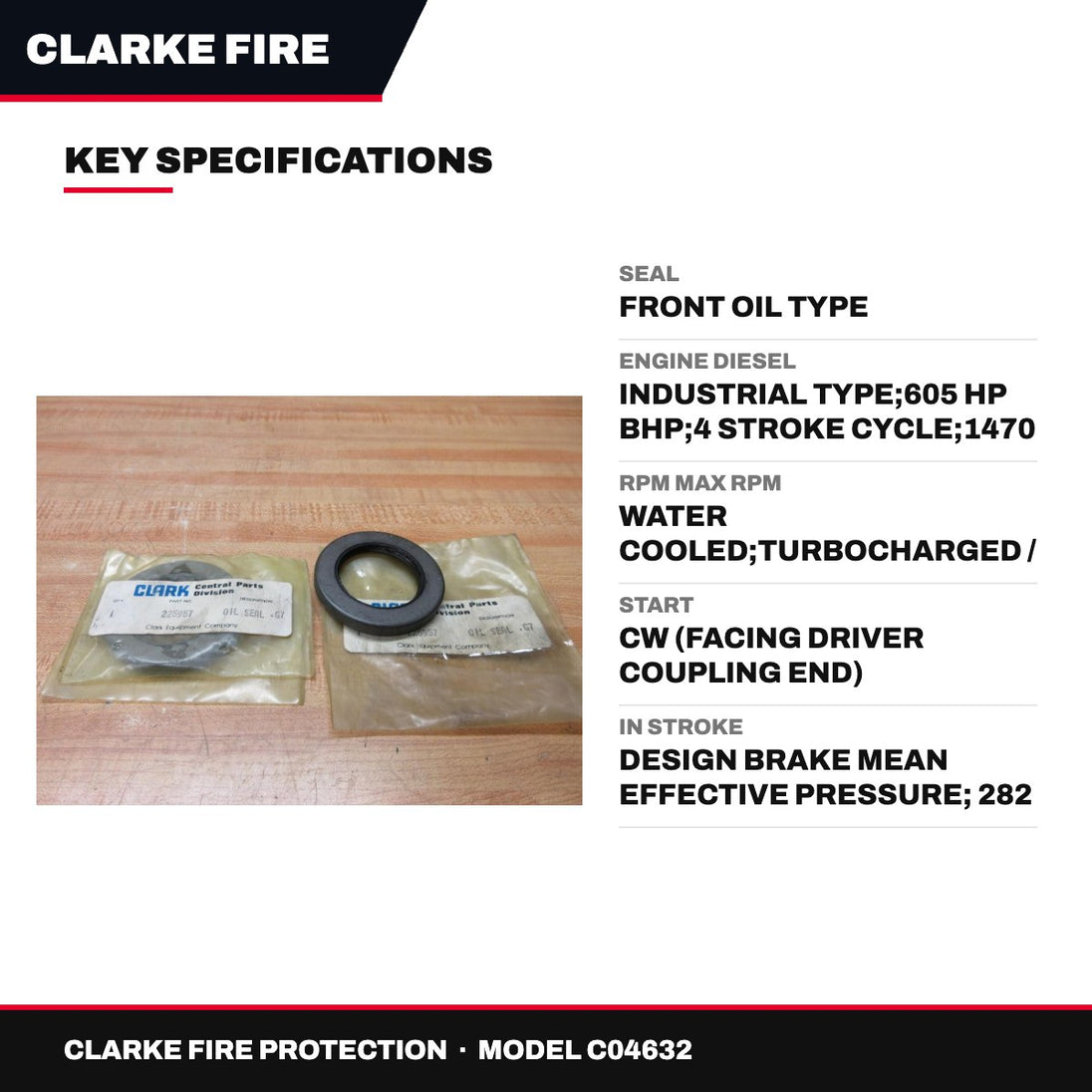 Clarke Fire Protection C04632 – Seal – Front Oil Type