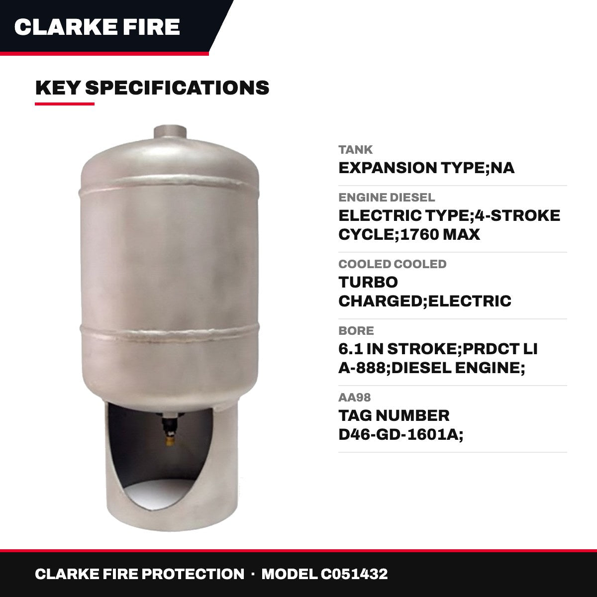 Clarke Fire Protection C051432 – Tank – Expansion Type, Na