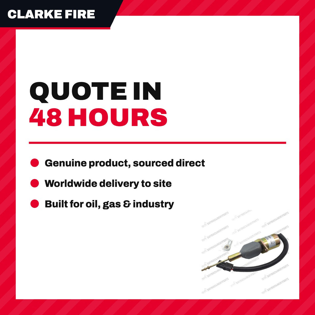 Clarke Fire Protection RE53507 – Solenoid – Run Type, 12 V Coil