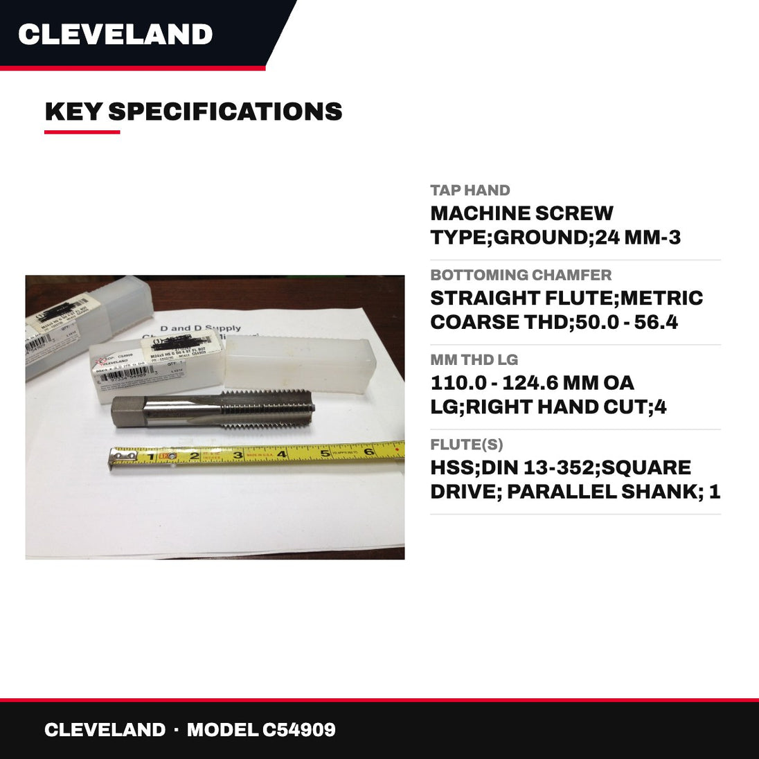 Cleveland C54909 – Tap Hand – Machine Screw Type, Ground