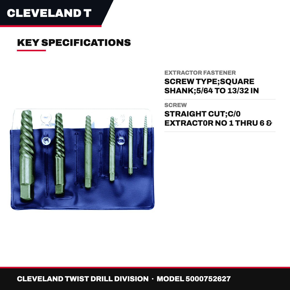 Cleveland – Screw Extractor Fastener, Square Shank