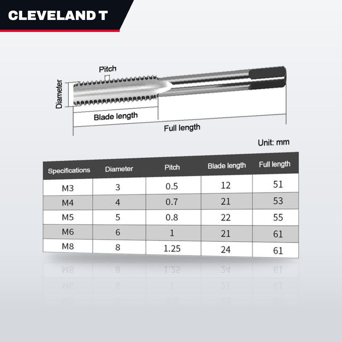 Cleveland Twist Drill Division Us C54955 – Tap Hand – Machine Screw Type, Ground