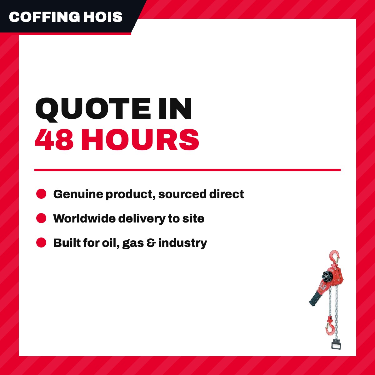 Coffing Hoist LSB30005NC – Hoist Manual – Chain Type, Style Hook Suspension & Lever