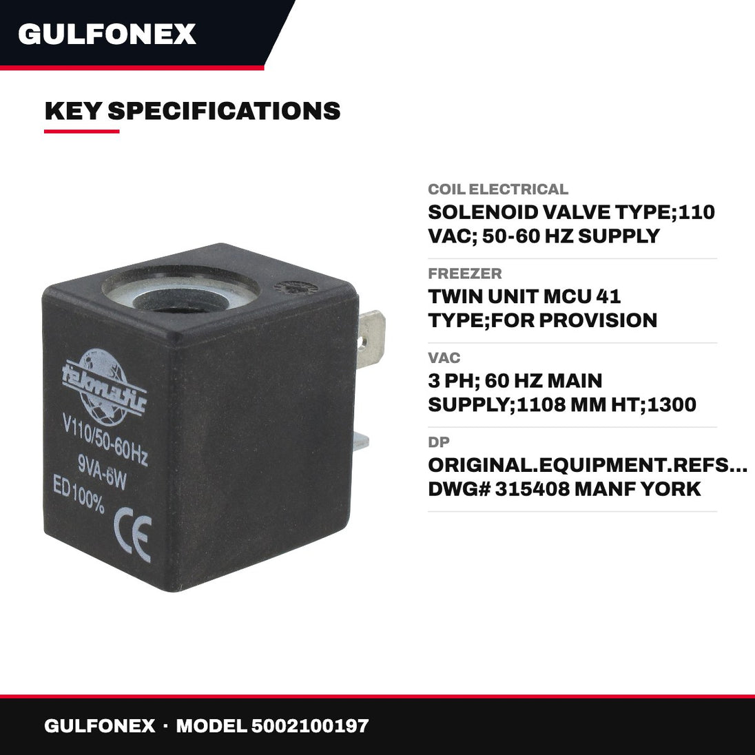 Coil Electrical – Solenoid Valve Type, 110 Vac