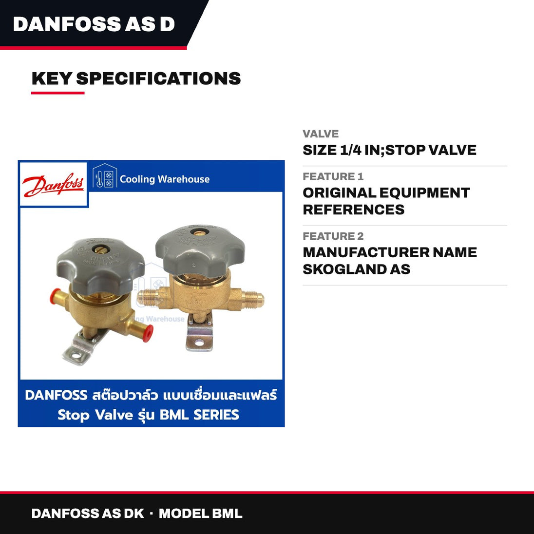 Danfoss As Dk BML – Valve – Size 1/4 In, Stop Valve