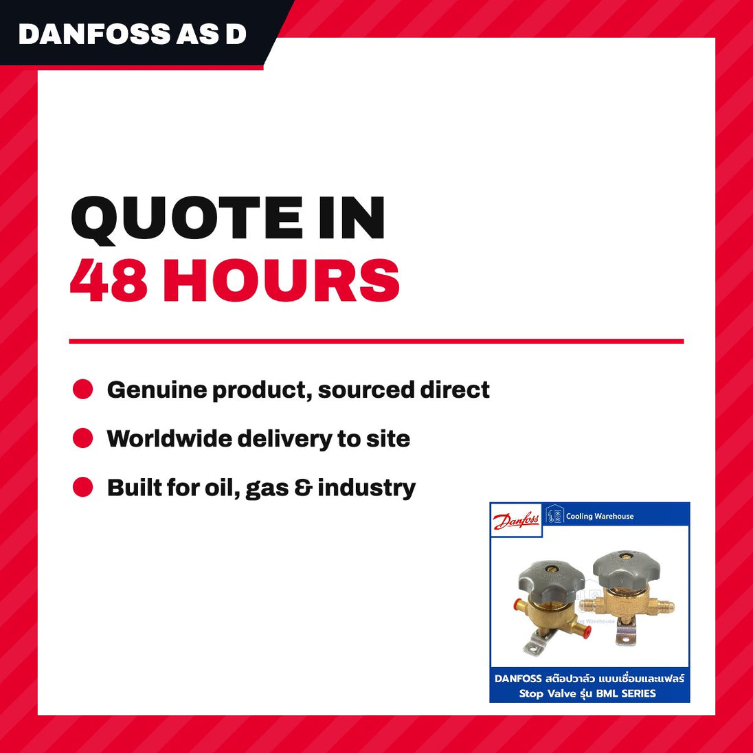 Danfoss As Dk BML – Valve – Size 1/4 In, Stop Valve