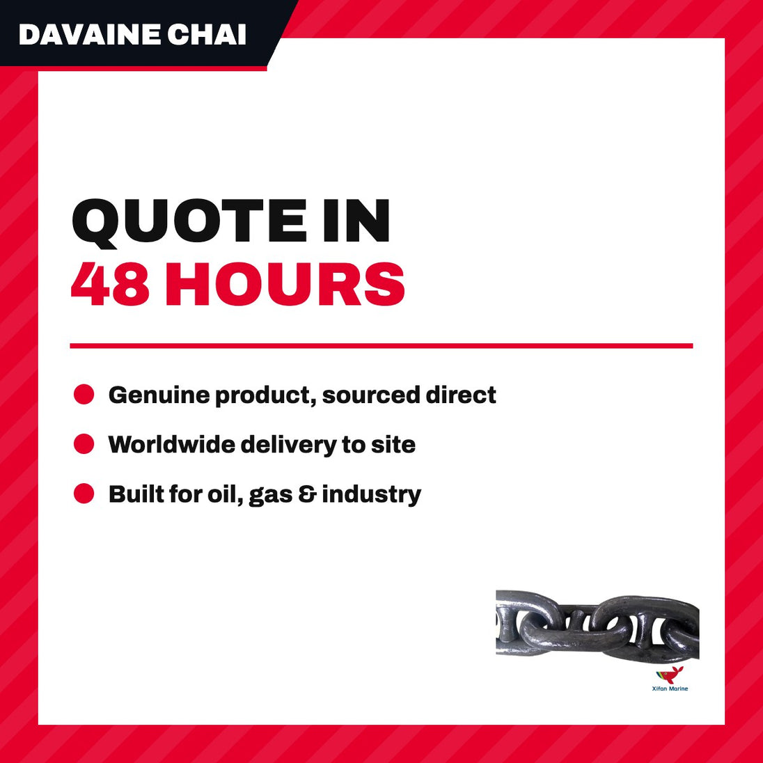 Davaine Chaines Fr CE026Q3-DT100-101 – Chain Load Rated – Stud Link Type, 26 Mm (1 In) Trade Si