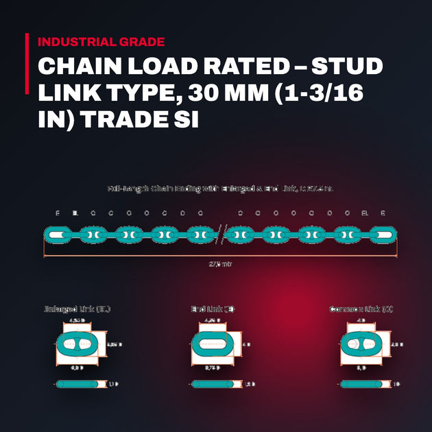 Davaine Chaines Fr CE030Q3-DT100-101 – Chain Load Rated – Stud Link Type, 30 Mm (1-3/16 In) Trade Si