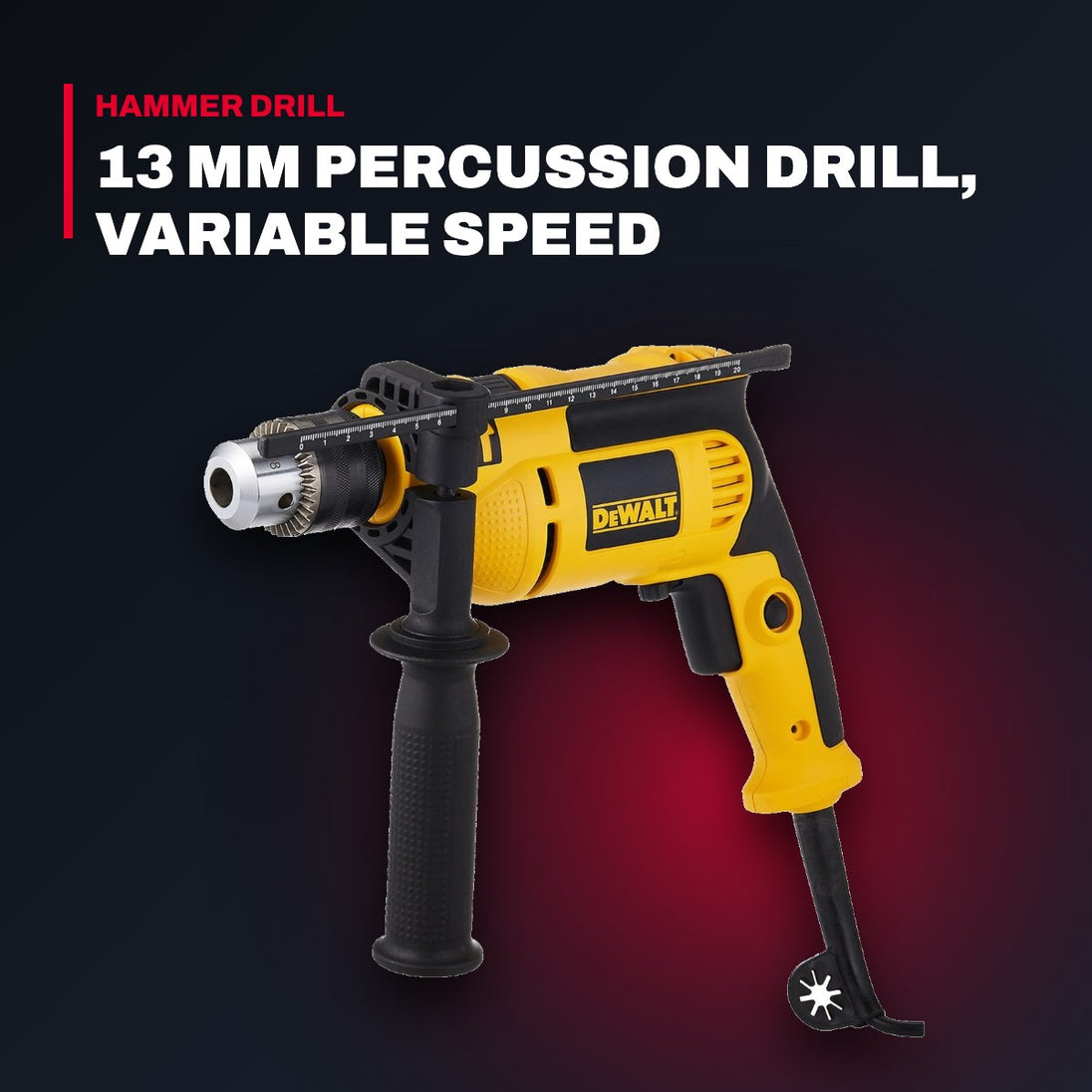 DeWalt 13 mm Percussion Drill, Variable Speed