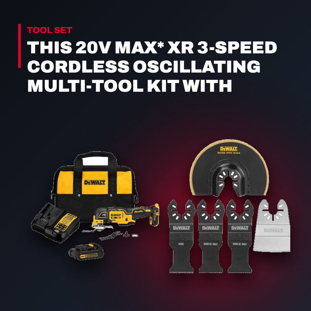 DeWalt 168809641 – This 20V Max* Xr 3-Speed Cordless Oscillating Multi-Tool Kit With Powerful Brushless Motor. With The Quick-Cha