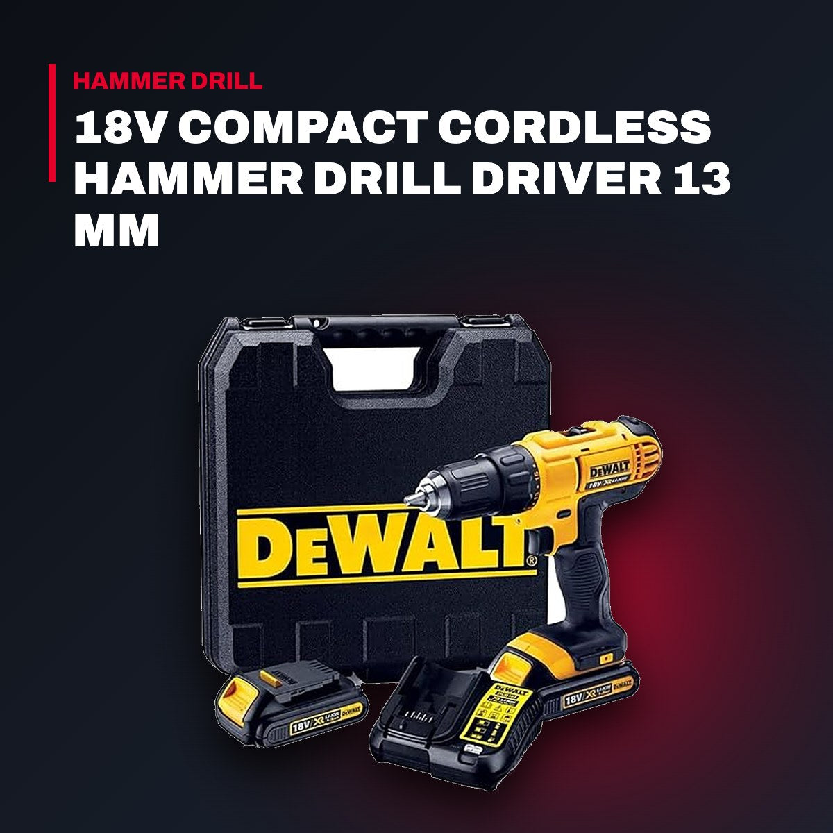 DeWalt 18V Compact Cordless Hammer Drill Driver 13 mm