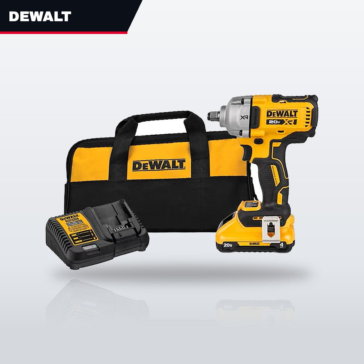 DeWalt 20V MAX XR 1/2" Mid-Range Impact Wrench Kit with Hog Ring Anvil, 2 Batteries