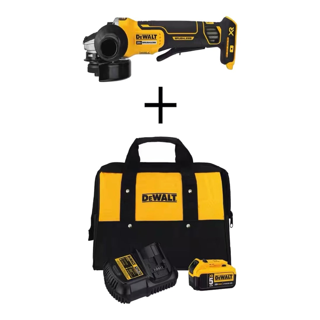 DeWalt 20V MAX XR 4-1/2" Paddle Switch Angle Grinder Kit, 1 x 5.0Ah Battery