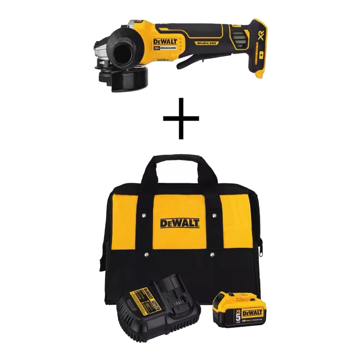 DeWalt 20V MAX XR 4-1/2" Paddle Switch Angle Grinder Kit, 1 x 5.0Ah Battery
