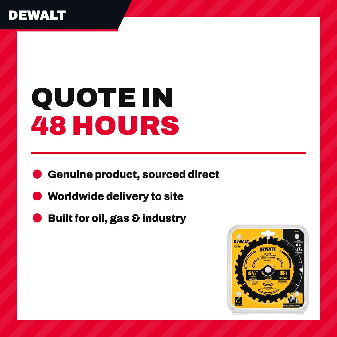DeWalt – 6-1/2 In. D X 5/8 In. Construction Steel Circular Saw Blade 90 Teeth 1 Pk