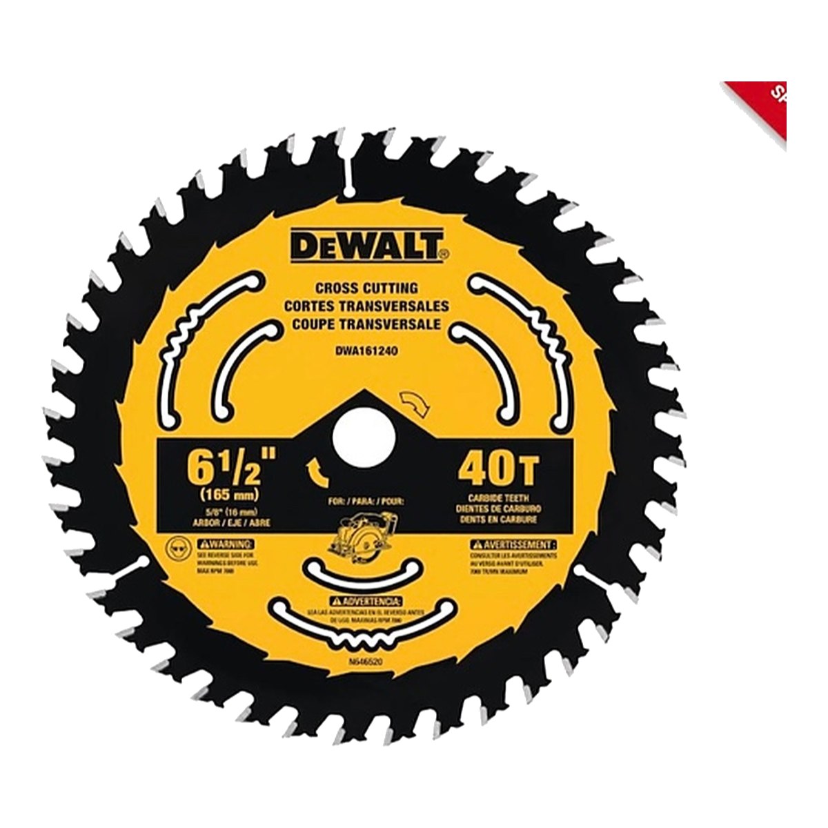 DeWalt Tungsten Carbide Circular Saw Blade 6-1/2", 40 Teeth
