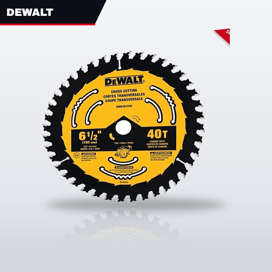 DeWalt Tungsten Carbide Circular Saw Blade 6-1/2", 40 Teeth