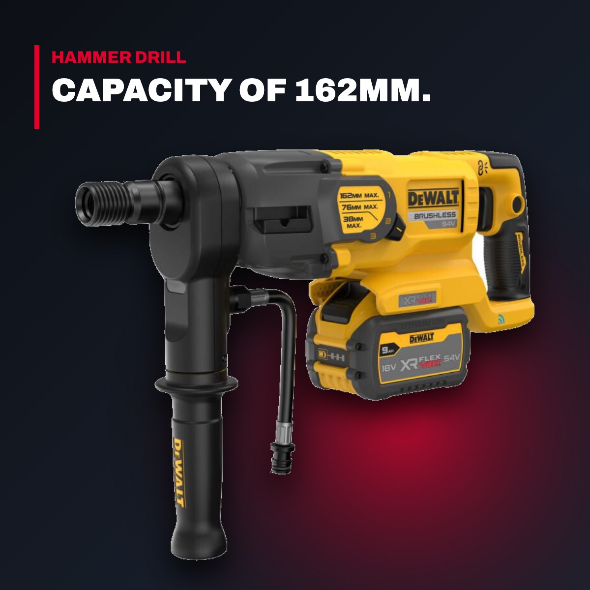 DeWalt DCD150X2-GB – 220V Drill Brushless Diamond Core Drill From Its Delivers Corded Performance Levels In A Cordless Body With A
