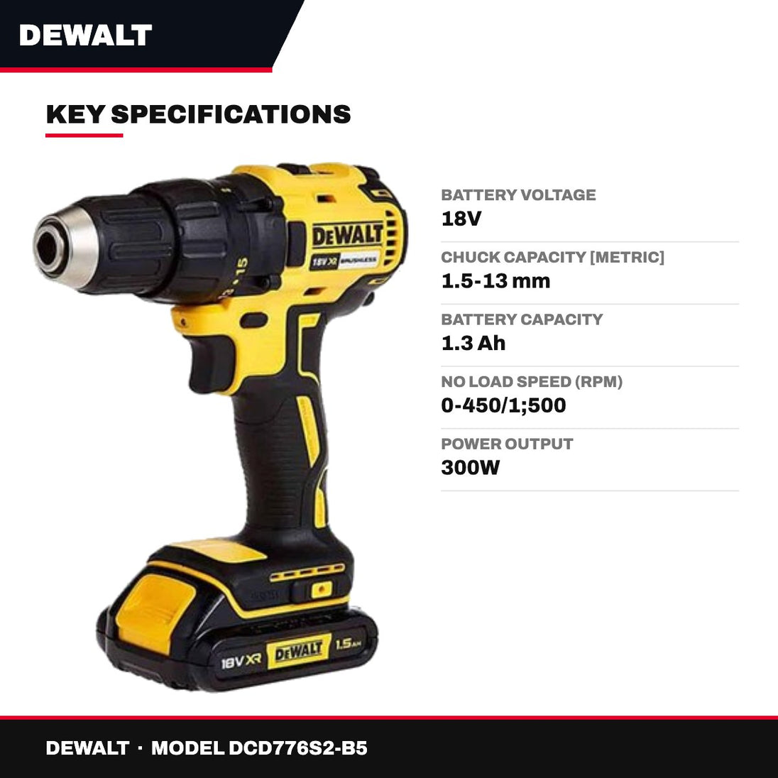 DeWalt Dcd776S2-B5 – Cordless Battery Drill Machine