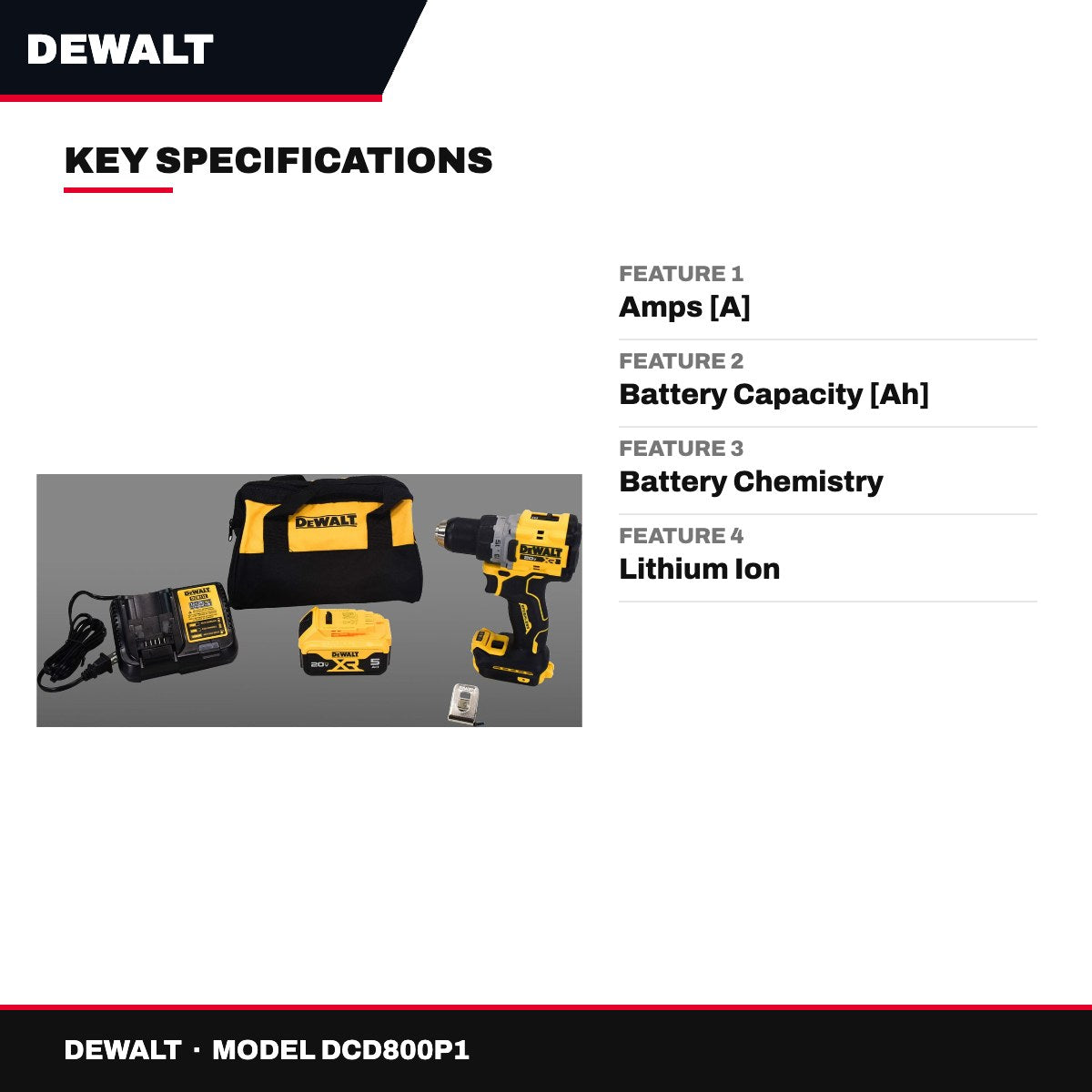 DeWalt DCD800P1 – Drill Machine - Cordless