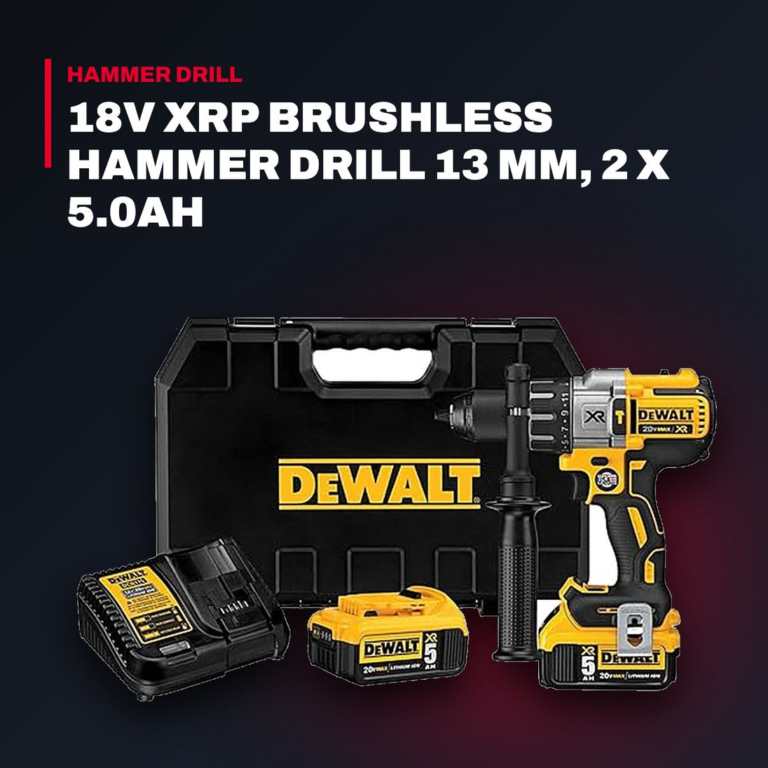 DeWalt DCD996P2-B5 – 18V XRP Brushless Hammer Drill 13 mm, 2 x 5.0Ah