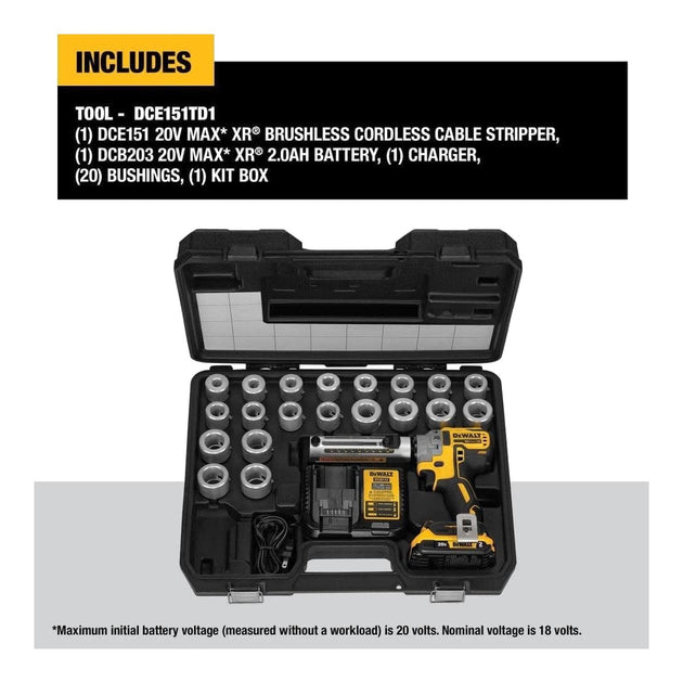 DeWalt DCE151TD1 – 20V MAX XR Cordless Cable Stripper Kit