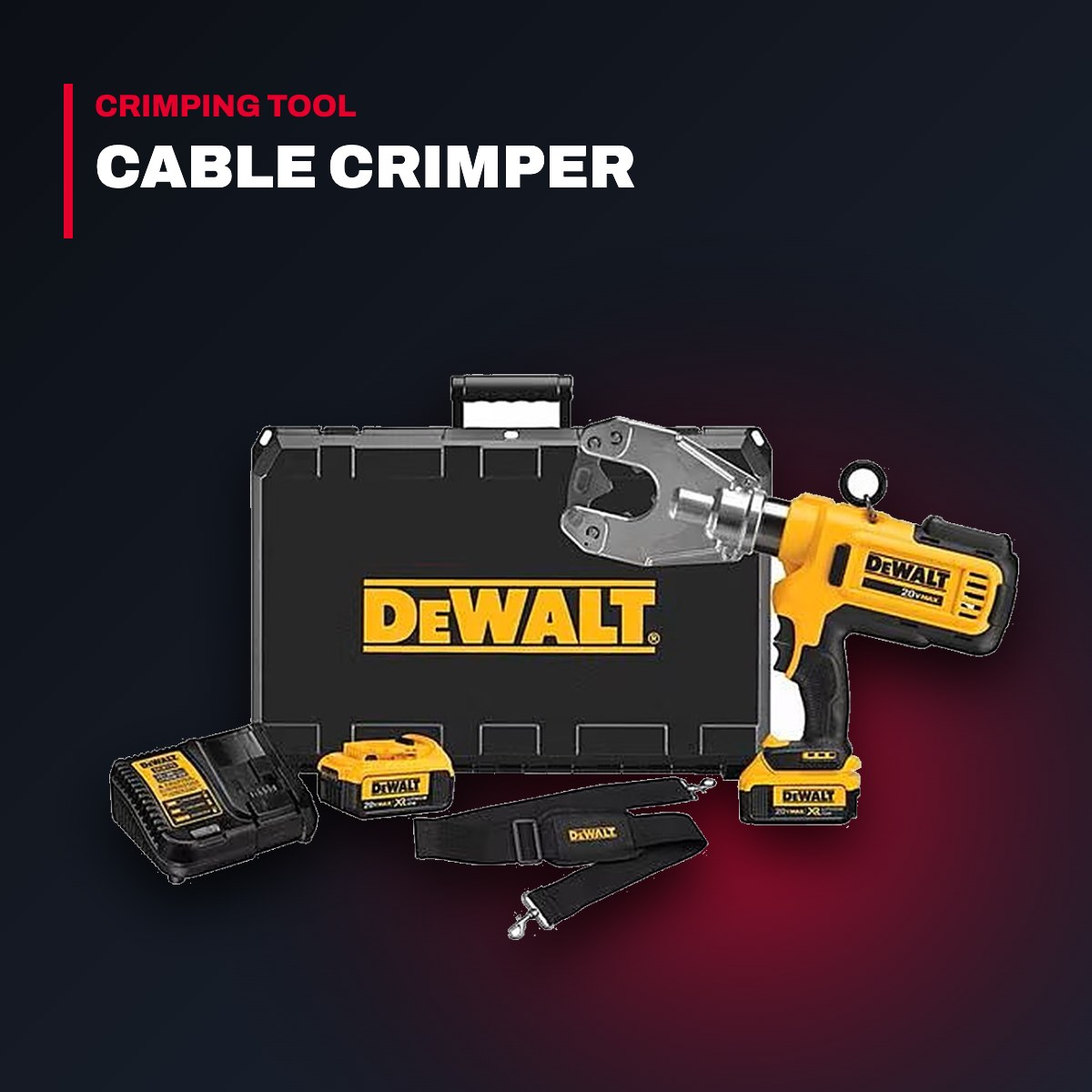 DeWalt DCE350M2 – 20V MAX Dieless Cable Crimping Tool Kit