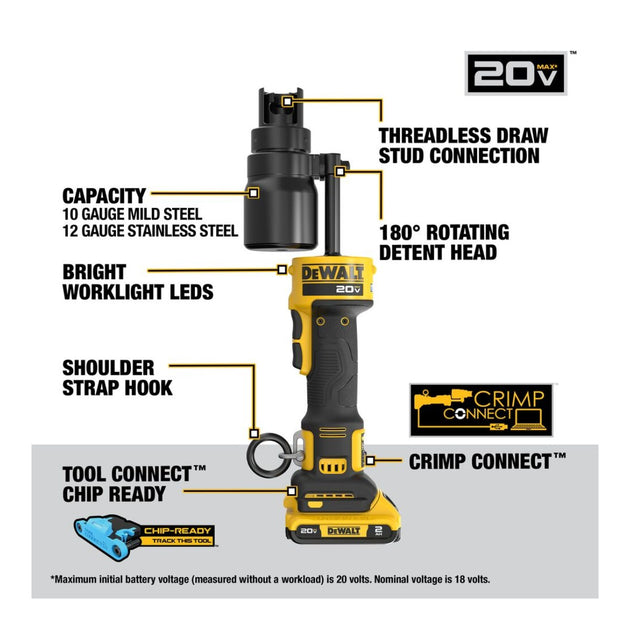 DeWalt DCE600D1 – Battery 20V Hydraulic Knockout Tool Delivers Up To 11 Tons Of Force Output