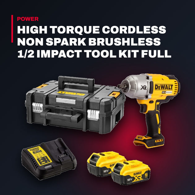 DeWalt DCF899P2-QW – High Torque Cordless Non Spark Brushless 1/2 Impact Tool Kit Full Set With Cahrger – 2 Batteries. Dc Charging