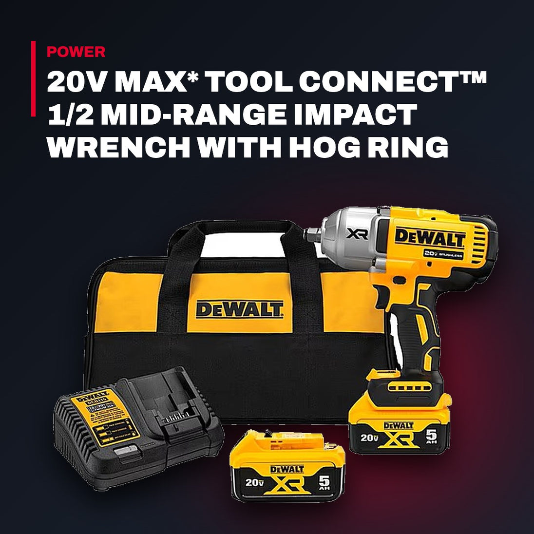 DeWalt DCF900P2 – 20V 1/2" Cordless Impact Wrench Kit, 2 x 5.0Ah
