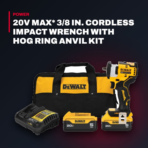 DeWalt DCF913P2 – 20V Max* 3/8 In. Cordless Impact Wrench With Hog Ring Anvil Kit