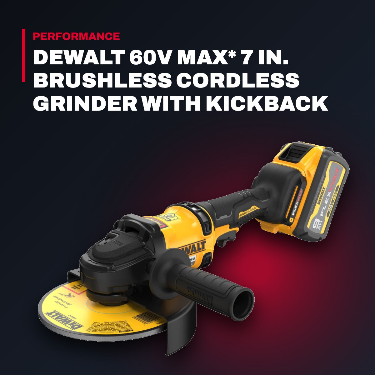 DeWalt DCG440X2 – Dewalt 60V Max* 7 In. Brushless Cordless Grinder With Kickback Brake(T) Kit