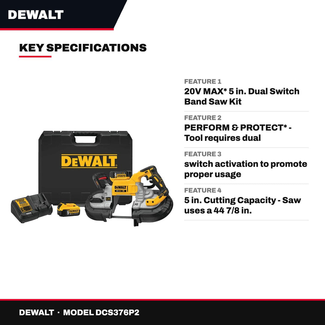 DeWalt Dcs376P2 – Portable Cordless Band Saw