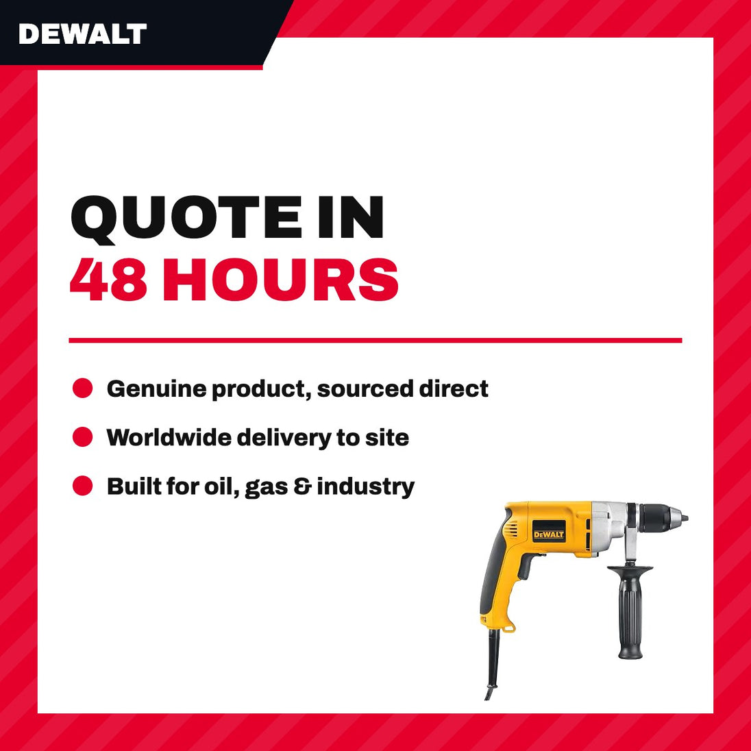 DeWalt Electric Drill 1/2" Keyless Chuck, Pistol Grip