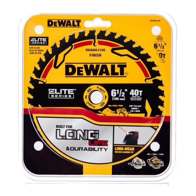 DeWalt – Elite Series 6-1/2 In. D X 5/8 In. Carbide Circular Saw Blade 40 Teeth 1 Pk