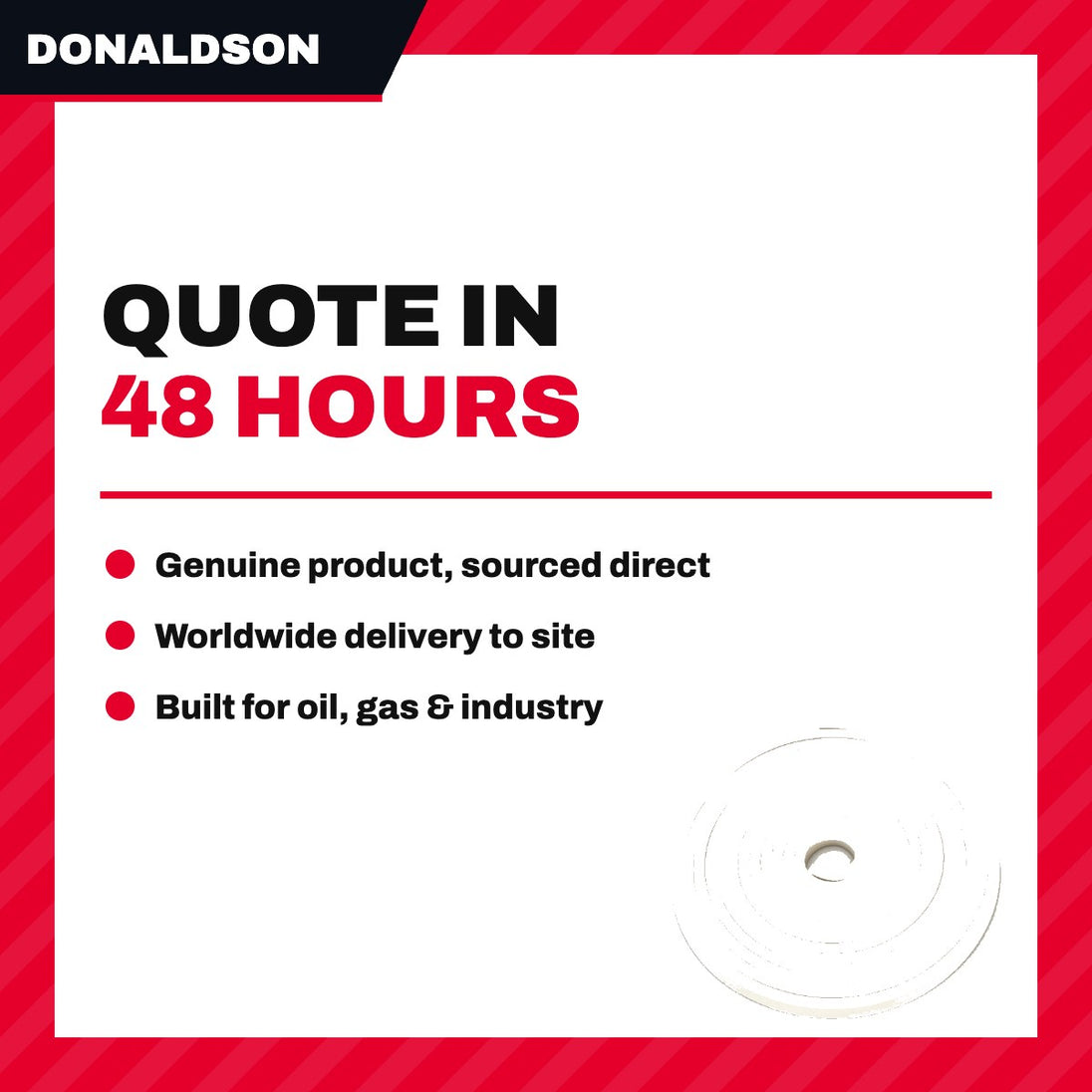 Donaldson 5104300 – Gasket – Illmod 600, One Each Contain 12 Rolls Of 8 M