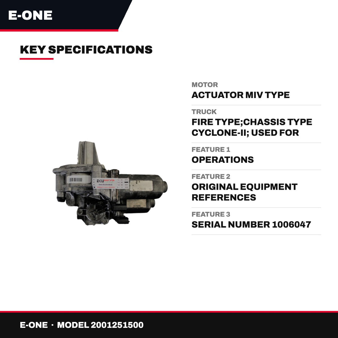E-One 2001251500 – 02X875745 - Motor Actuator Miv